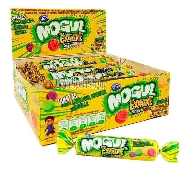 Gomitas Mogul Rollo Extreme Ácidas, Clasica, Berries Caja x 12un
